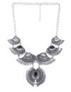 YouBella Oxidised Silver-Plated Stone-Studded Textured Necklace